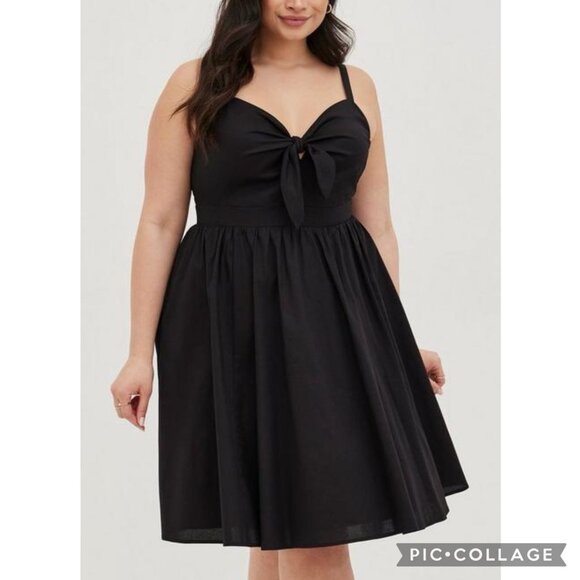 torrid Dresses & Skirts - Torrid Size 3xl Black Mini Poplin Tie-Front Skater Dress NWT
